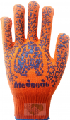 перчатки лето смесовая пряжа с пвх-точками оранжевые (10пар/уп)